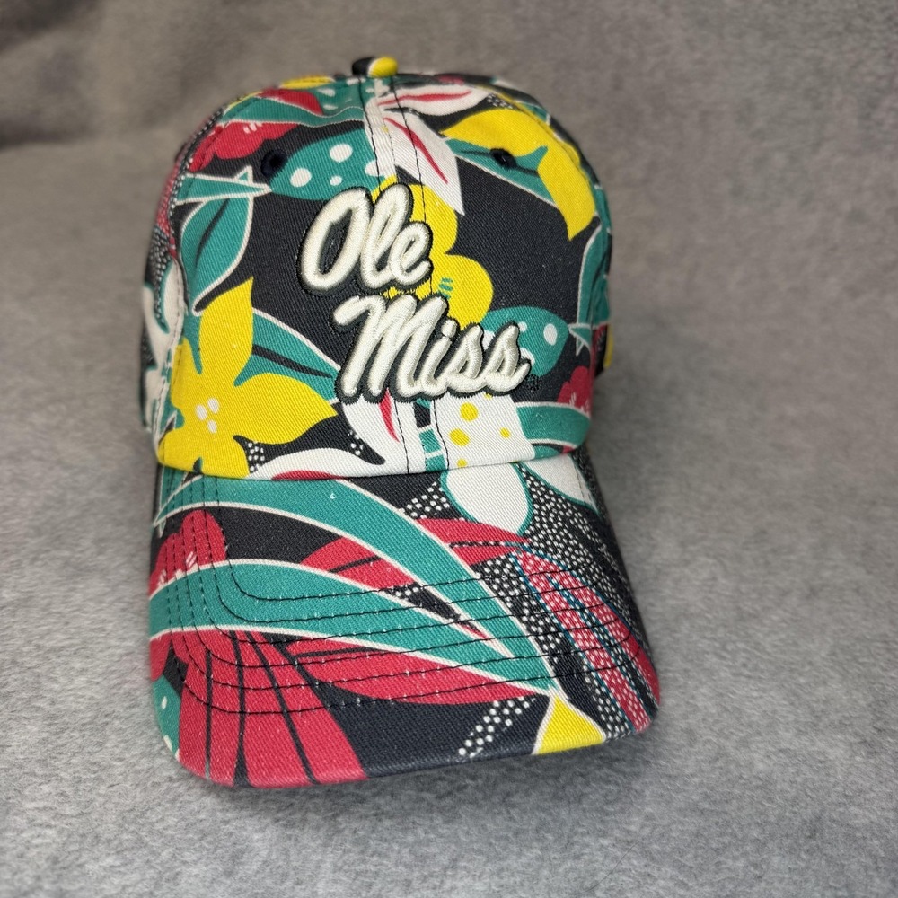 Ole Miss Rebels Hat‎ Cap Strap Back Womens One Size Multi NCAA '47 Brand Floral - Picture 2 of 11
